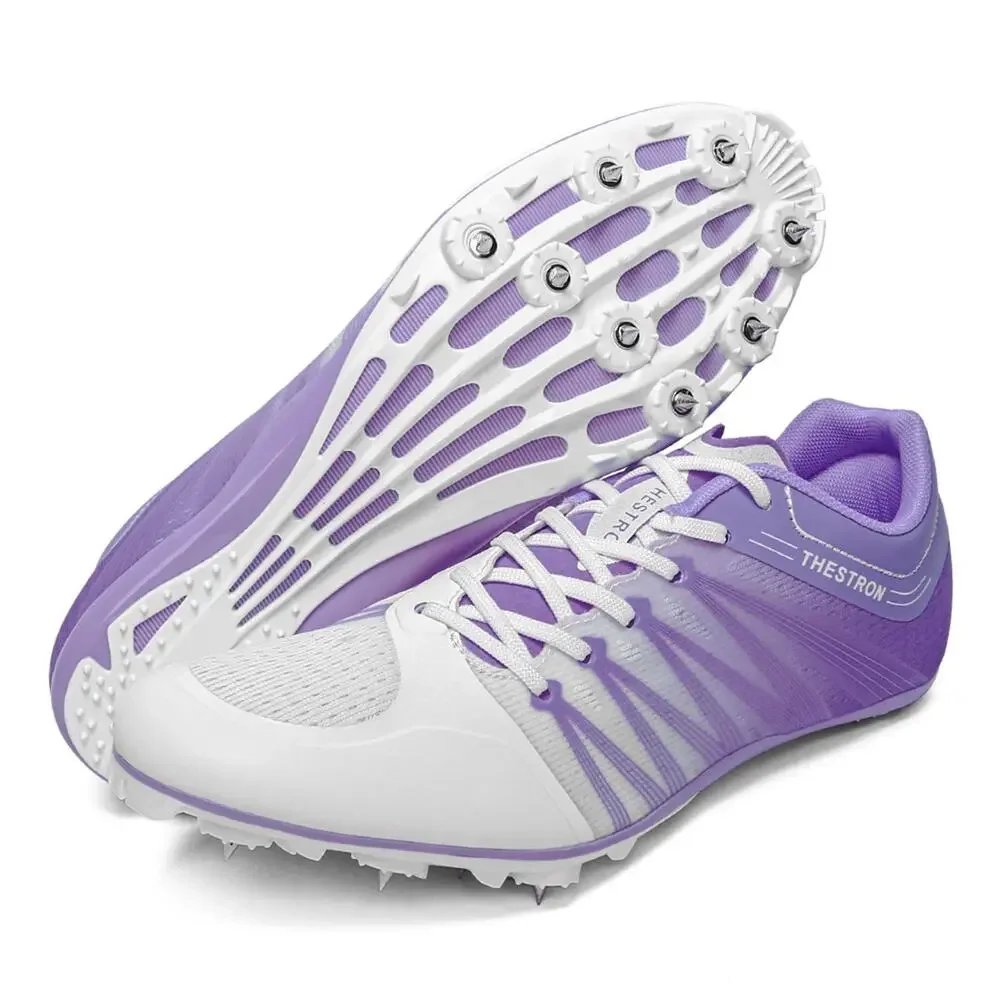 ZAKEY TRACK AND FIELD SHOES MEN WOMEN KIDS SPIKES SNEAKERS(8.5,WHITEPURPLE)